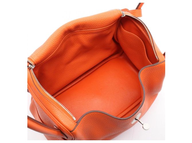 Hermès Borsa a tracolla Hermes Lindy 30 Rosso Arancione - vista 3