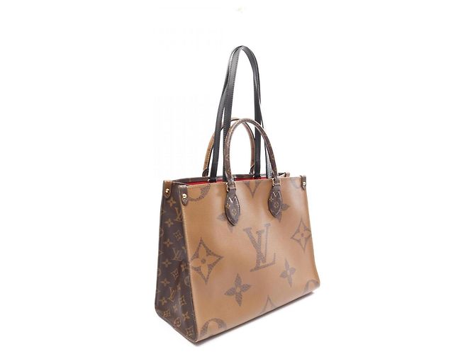 Borsa Tote Louis Vuitton OnTheGo MM Monogram Giant Reverse Marrone Beige - vista 2