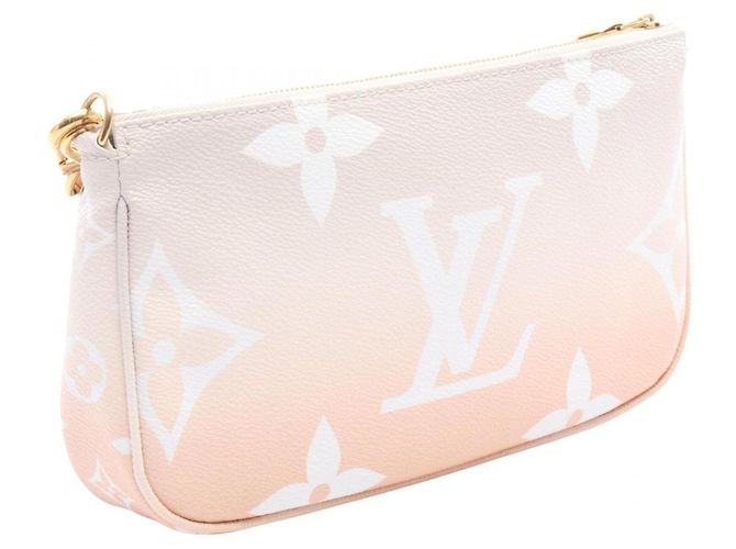 Borsa a tracolla Louis Vuitton Multi Pochette Accessoires Rosa Bianco Beige - vista 2