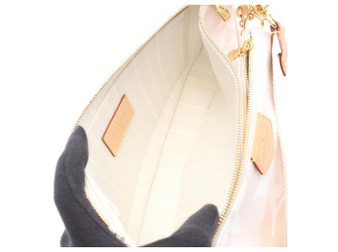 Borsa a tracolla Louis Vuitton Multi Pochette Accessoires Rosa Bianco Beige - vista 3
