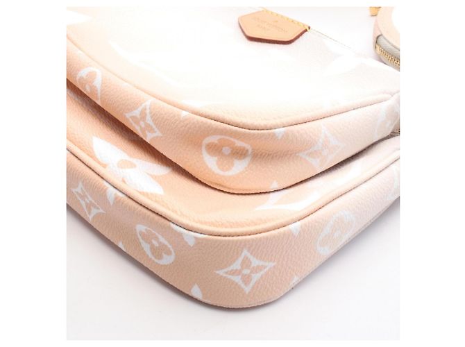 Borsa a tracolla Louis Vuitton Multi Pochette Accessoires Rosa Bianco Beige - vista 6