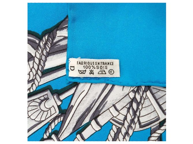 Hermès Foulard Hermes Carre 90 MARINE ET CAVALERIE Blu Multicolore - vista 7