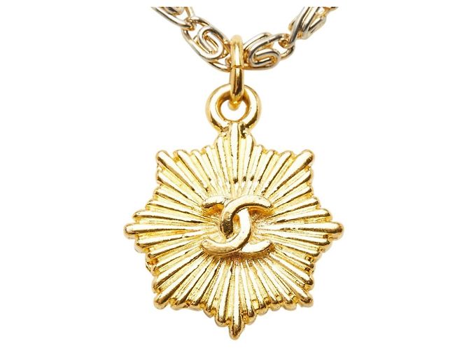 Collana a catena vintage Chanel Coco Mark Gripoix con pendente Blu D'oro - vista 3