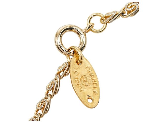 Collana a catena vintage Chanel Coco Mark Gripoix con pendente Blu D'oro - vista 5