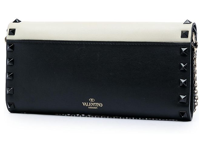 Valentino Rockstud Wallet on Chain aus bicolor Leder in Beige - Ansicht 2