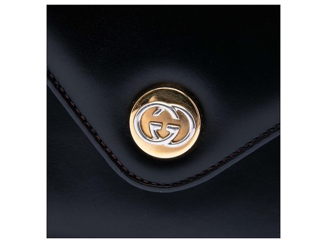 Borsa a tracolla a busta Gucci in pelle di vitello nera con G intrecciate Nero - vue 5