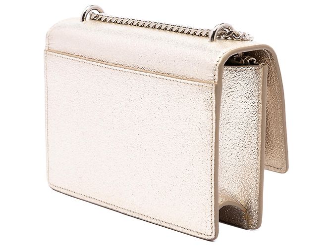 Saint Laurent Gold Mini Metallic Calfskin Monogram Sunset Wallet on Chain D'oro - vista 2