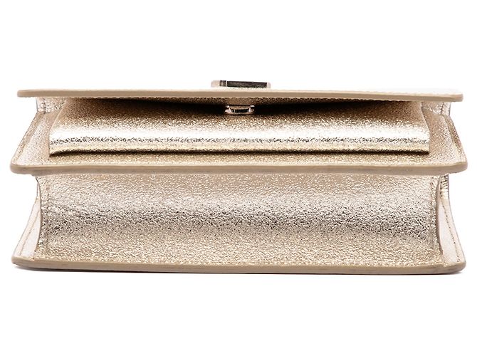 Saint Laurent Gold Mini Metallic Calfskin Monogram Sunset Wallet on Chain D'oro - vista 3