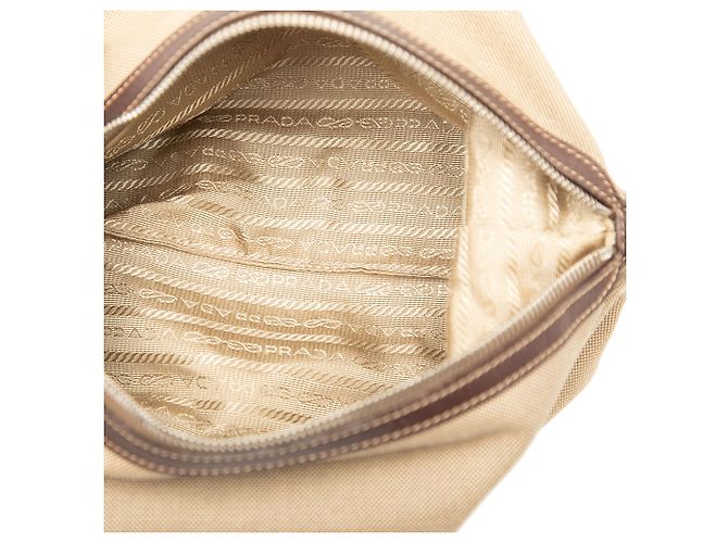 Pouch Prada in tela Canapa beige con logo - vista 4
