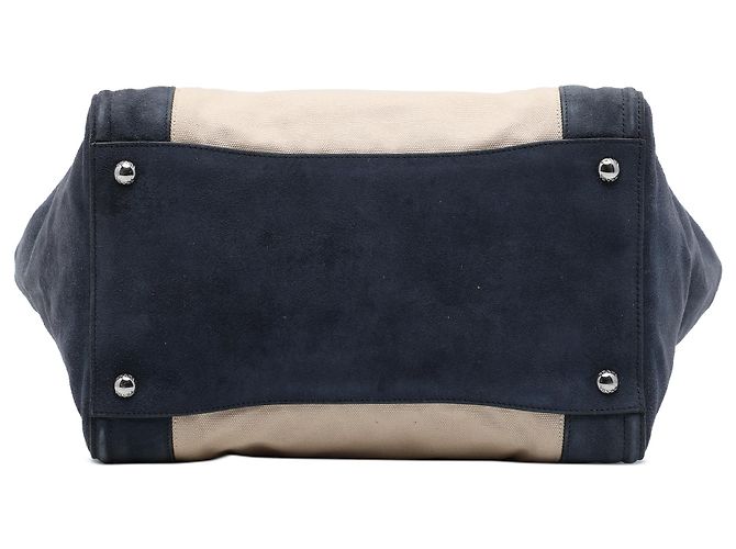 Sac Satchel Prada à double poignée et poches doubles en toile beige et daim - vue 3