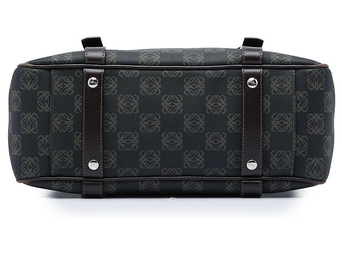 Sac à main LOEWE en toile enduite Anagram marron Marron foncé - vue 3