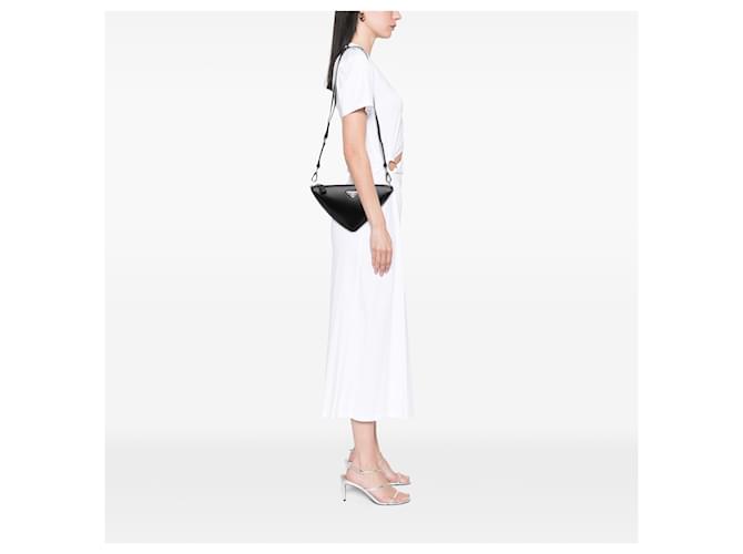 Prada Borsa a tracolla Triangle in pelle nera Nero - vista 6