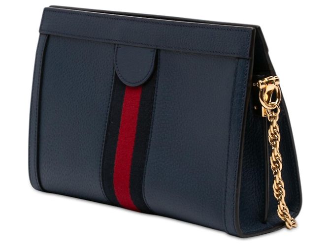 Gucci Blue Small Calfskin Web Ophidia Chain Crossbody Blu navy - vista 2