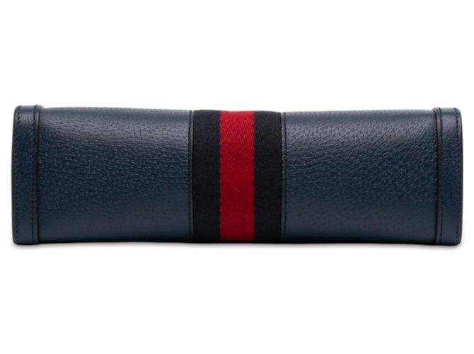 Gucci Blue Small Calfskin Web Ophidia Chain Crossbody Blu navy - vista 3