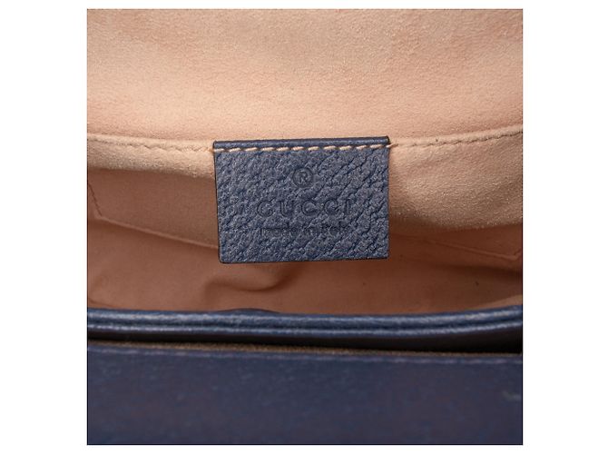 Gucci Blue Small Calfskin Web Ophidia Chain Crossbody Blu navy - vista 5
