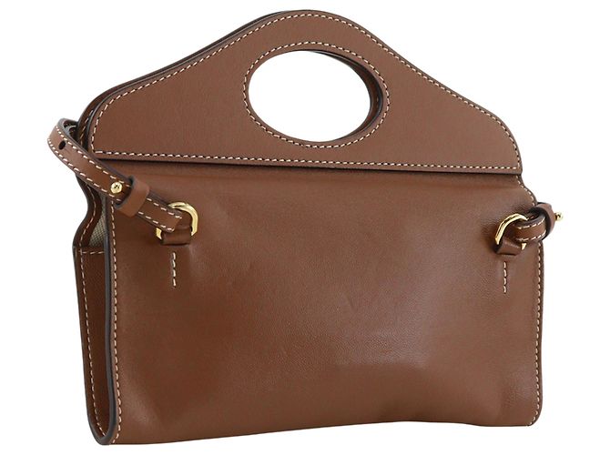 Clutch con tracolla Burberry in vitello marrone - vista 2