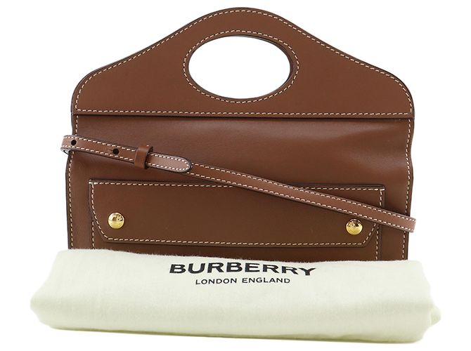 Clutch con tracolla Burberry in vitello marrone - vista 23