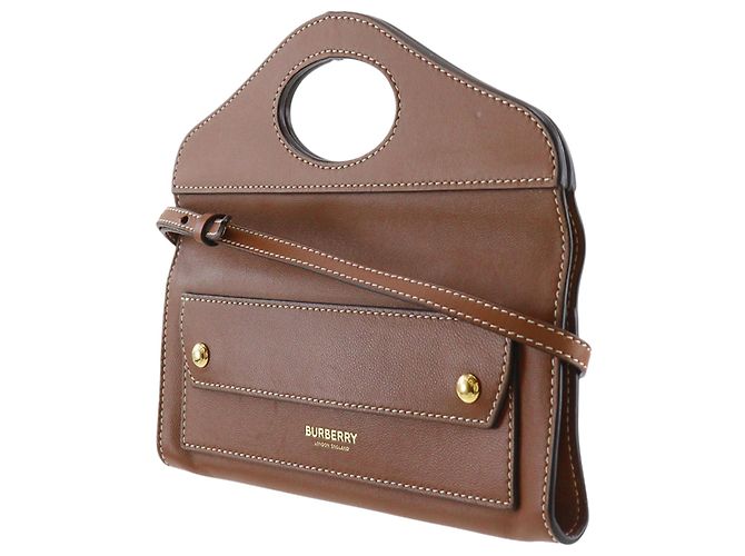 Clutch con tracolla Burberry in vitello marrone - vista 3