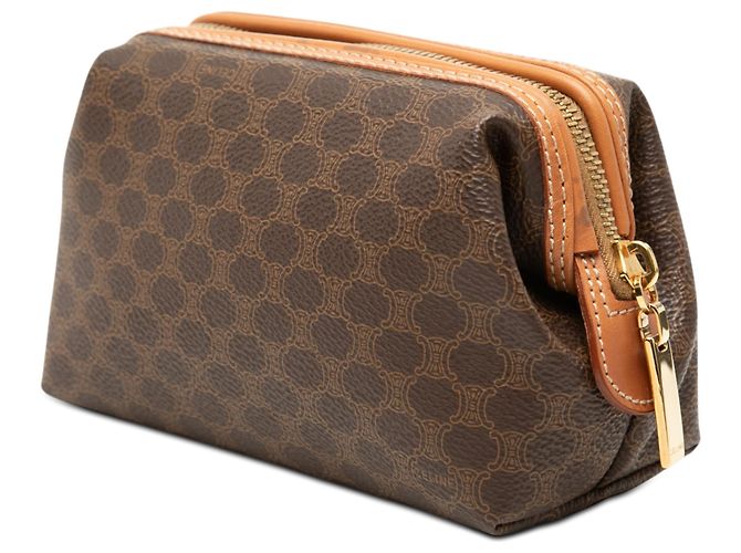 Céline Necessaire Celine Brown Macadam Coated Canvas Marrone - vista 2
