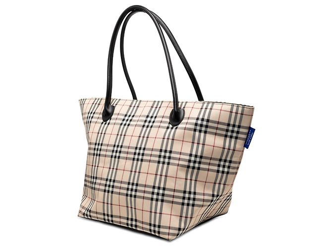 Borsa Tote Burberry Beige House Check Canvas - vista 2