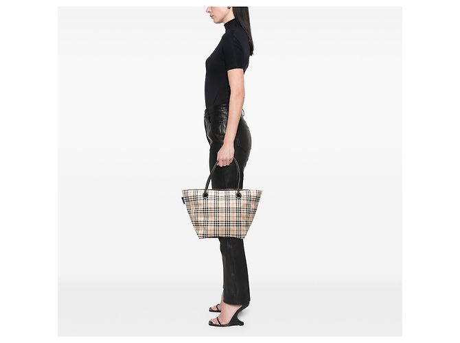 Borsa Tote Burberry Beige House Check Canvas - vista 6