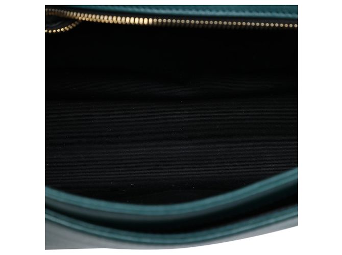 Bolsa de Ombro Saint Laurent Becky Mini em pele de cordeiro acolchoada Verde com corrente Verde escuro - vista 4