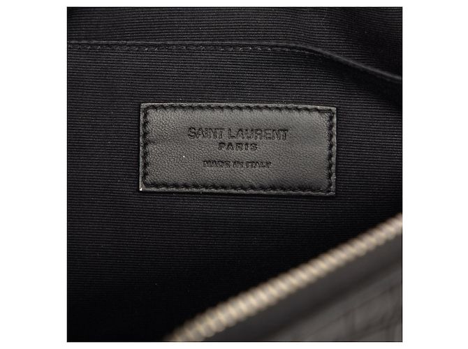 Saint Laurent Porta tablet con zip in pelle goffrata effetto coccodrillo nero - vista 5