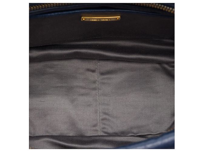 Borsa Satchel Miu Miu Blue Vitello Lux Plissettata Blu scuro - vista 4