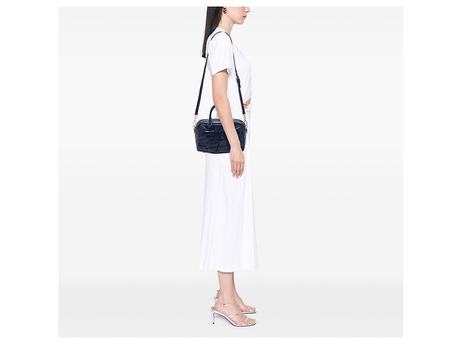 Borsa Satchel Miu Miu Blue Vitello Lux Plissettata Blu scuro - vista 6