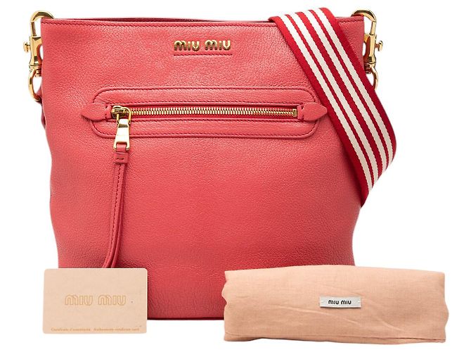 Bolsa Tiracolo Miu Miu em pele de cabra Madras rosa - vista 7