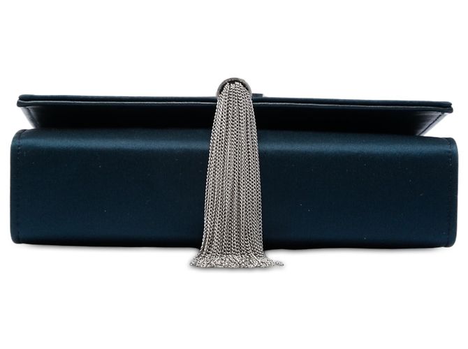 Saint Laurent Blue Small Satin Monogram Kate Tassel Crossbody Blu navy - vista 3