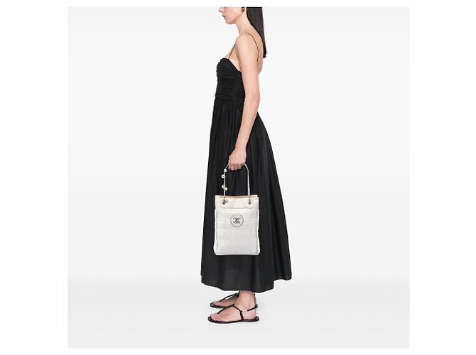 Chanel White CC Canvas Pearl Tote Weiß - Ansicht 6