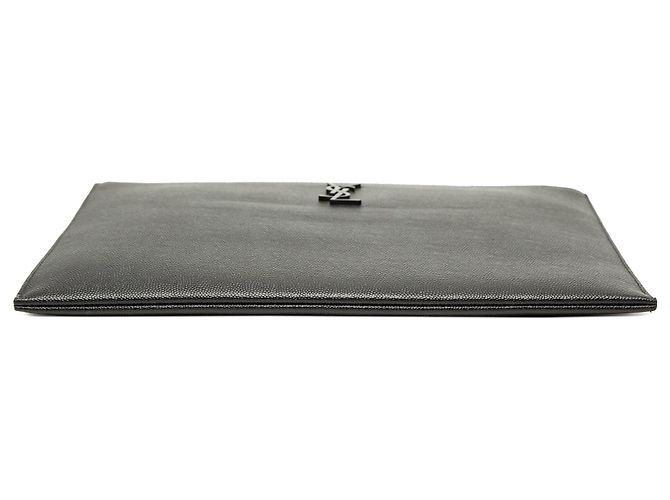 Custodia iPad Saint Laurent Black Grain De Poudre Monogram Monochrome Nero - vista 3