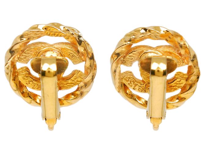 Orecchini a clip Chanel Gold CC placcati oro Strass D'oro - vista 3