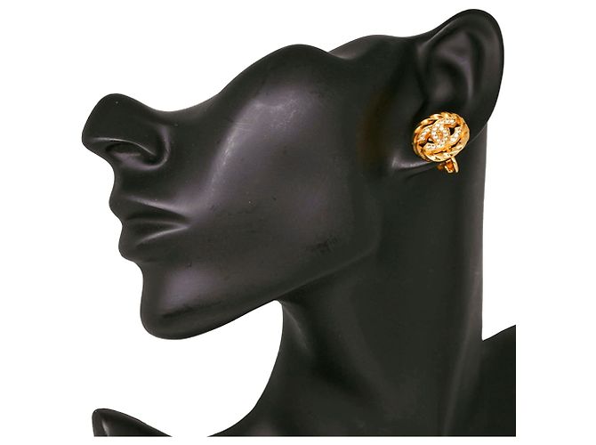 Orecchini a clip Chanel Gold CC placcati oro Strass D'oro - vista 4