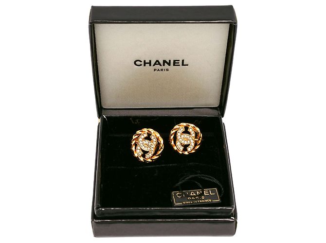 Orecchini a clip Chanel Gold CC placcati oro Strass D'oro - vista 5