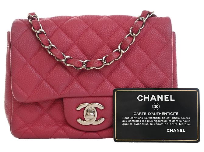 Chanel Pink Mini Square Classic Caviar Single Flap Rosa - vista 15