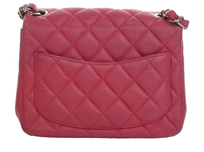 Chanel Pink Mini Square Classic Caviar Single Flap Rosa - vista 4