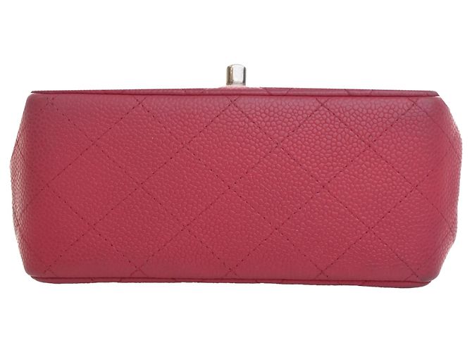 Chanel Pink Mini Square Classic Caviar Single Flap Rosa - vista 5