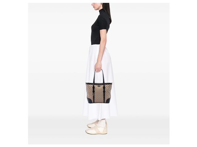 Borsa tote convertibile Gucci in tela GG beige - vista 6
