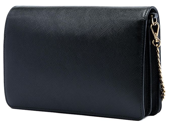 Portafoglio con catena Prada Black Saffiano Lux Monochrome Nero - vista 2