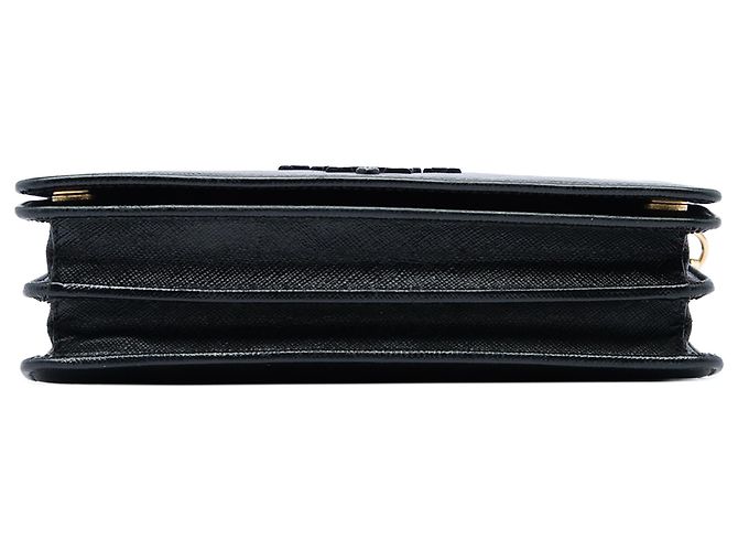 Portafoglio con catena Prada Black Saffiano Lux Monochrome Nero - vista 3