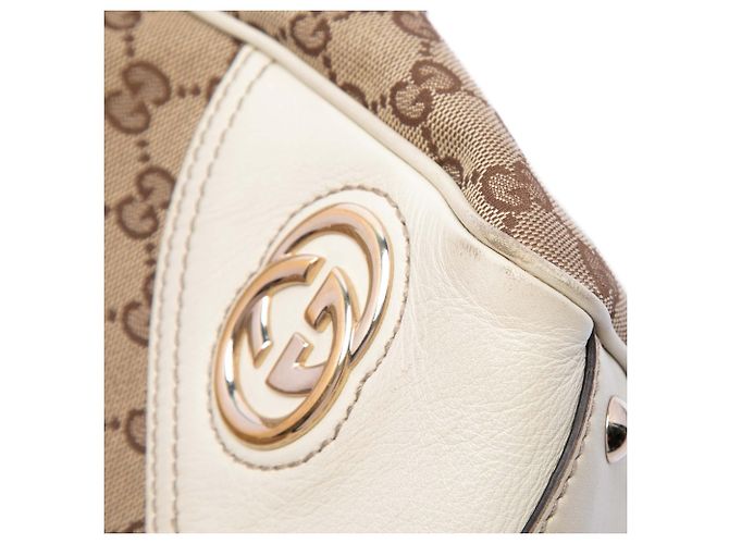 Borsa a tracolla Gucci New Britt in tela GG beige - vista 6
