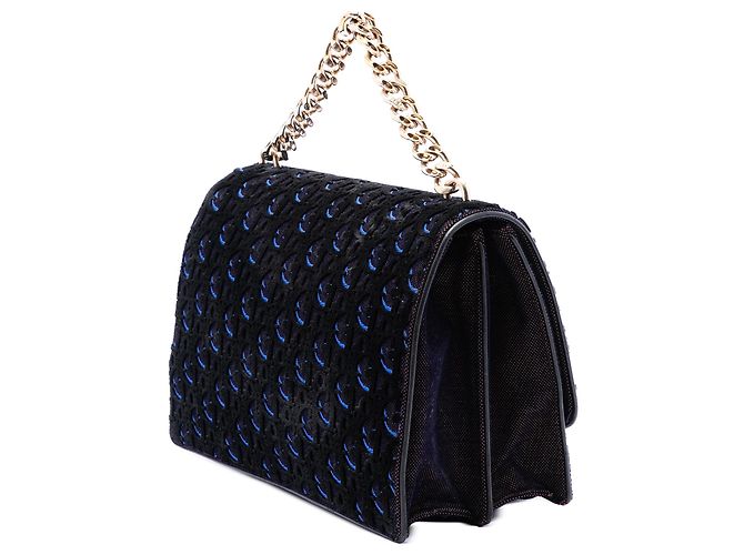 Dior Blue Large Oblique Canvas and Velvet Diorama Flap Blu navy - vista 2