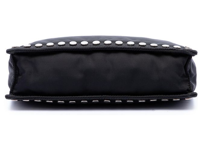Borsa a tracolla Prada Black Tessuto Studded Etiquette Nero - vista 3