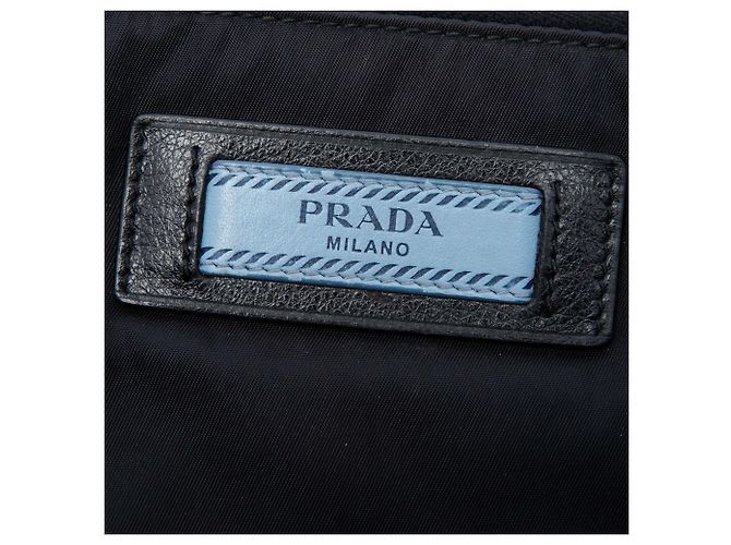 Borsa a tracolla Prada Black Tessuto Studded Etiquette Nero - vista 5