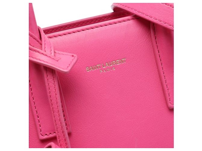 Borsa Saint Laurent Nano Leather Sac De Jour Satchel Rosa - vista 5