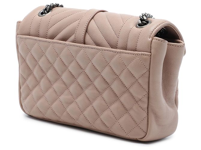 Borsa College Saint Laurent marrone in pelle di pecora Triquilt Monogram Medium Carne - vista 2