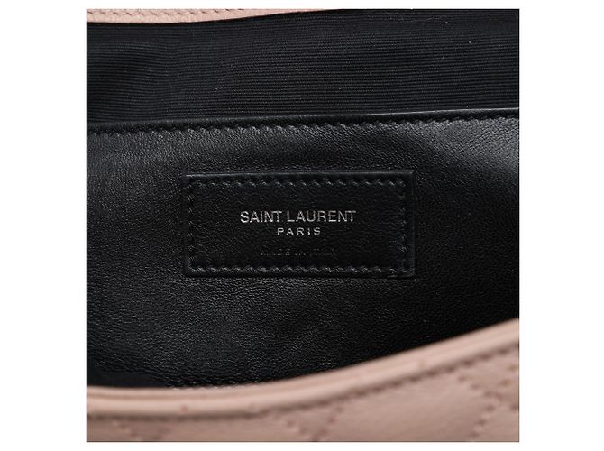 Borsa College Saint Laurent marrone in pelle di pecora Triquilt Monogram Medium Carne - vista 5