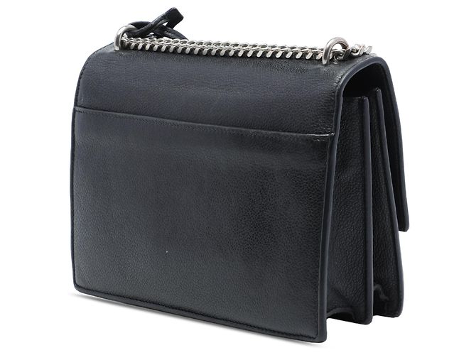 Saint Laurent Black Medium Grained Calfskin Monogram Sunset Crossbody Nero - vista 2